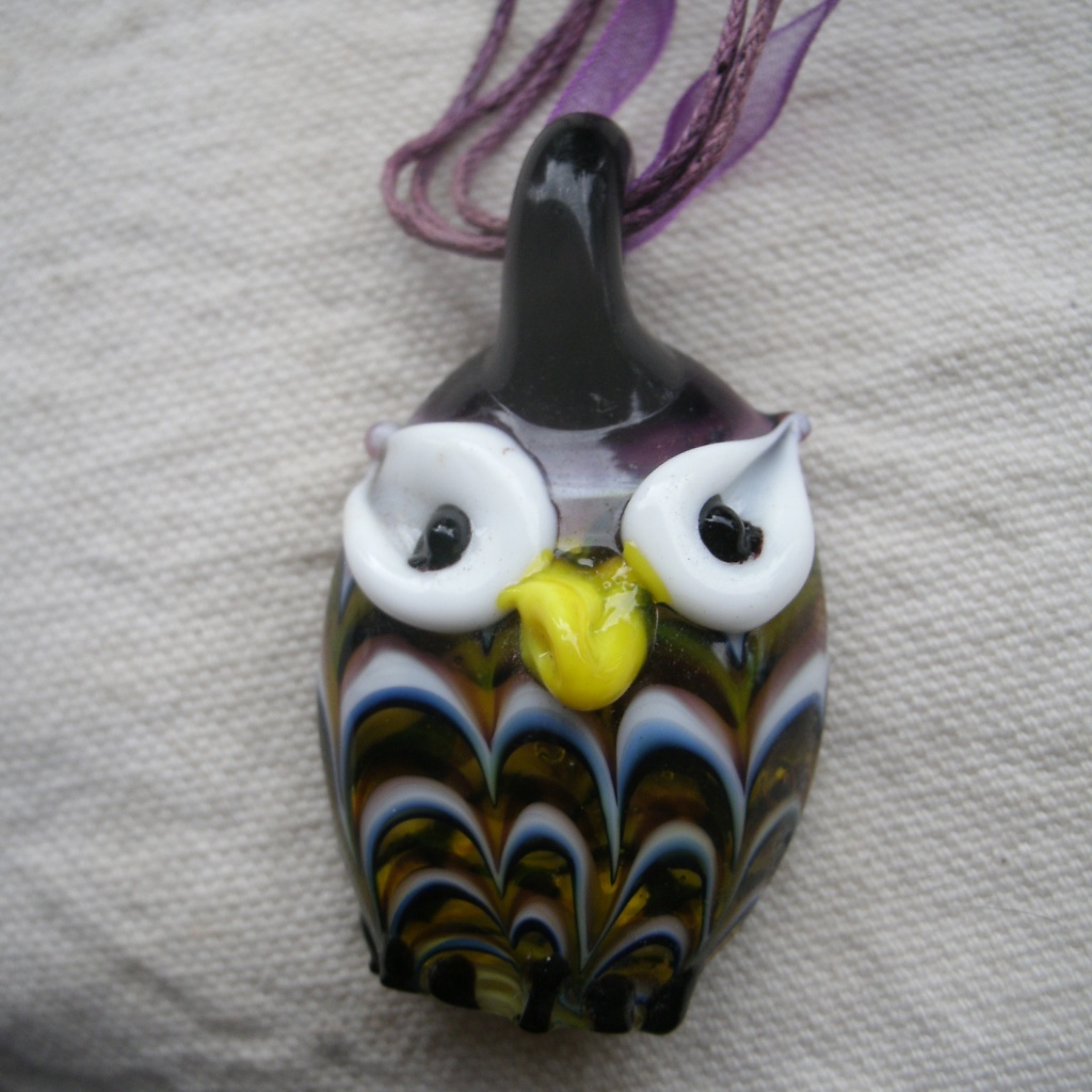 Murano Glass Owl Pendant Necklace